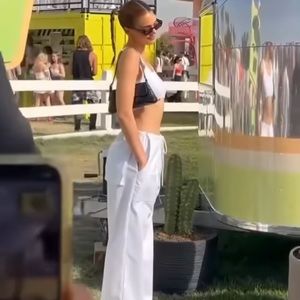 Local European Wide Leg Multi Pocket Pant in White as seen on Kendall Jenner